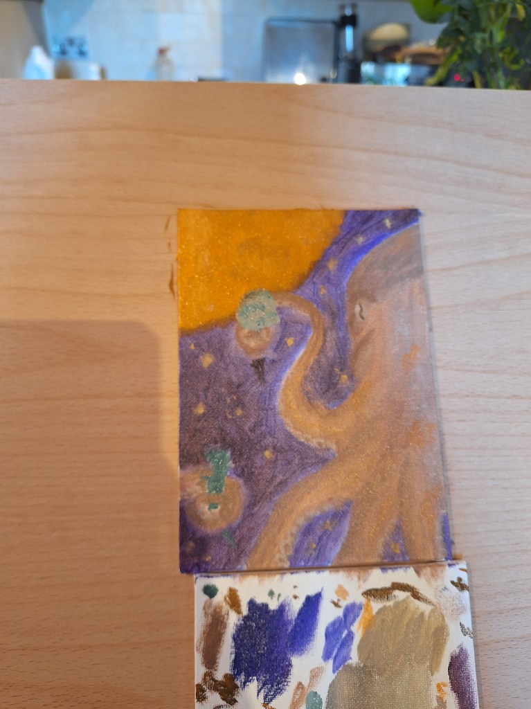 an oil painting of an octopus